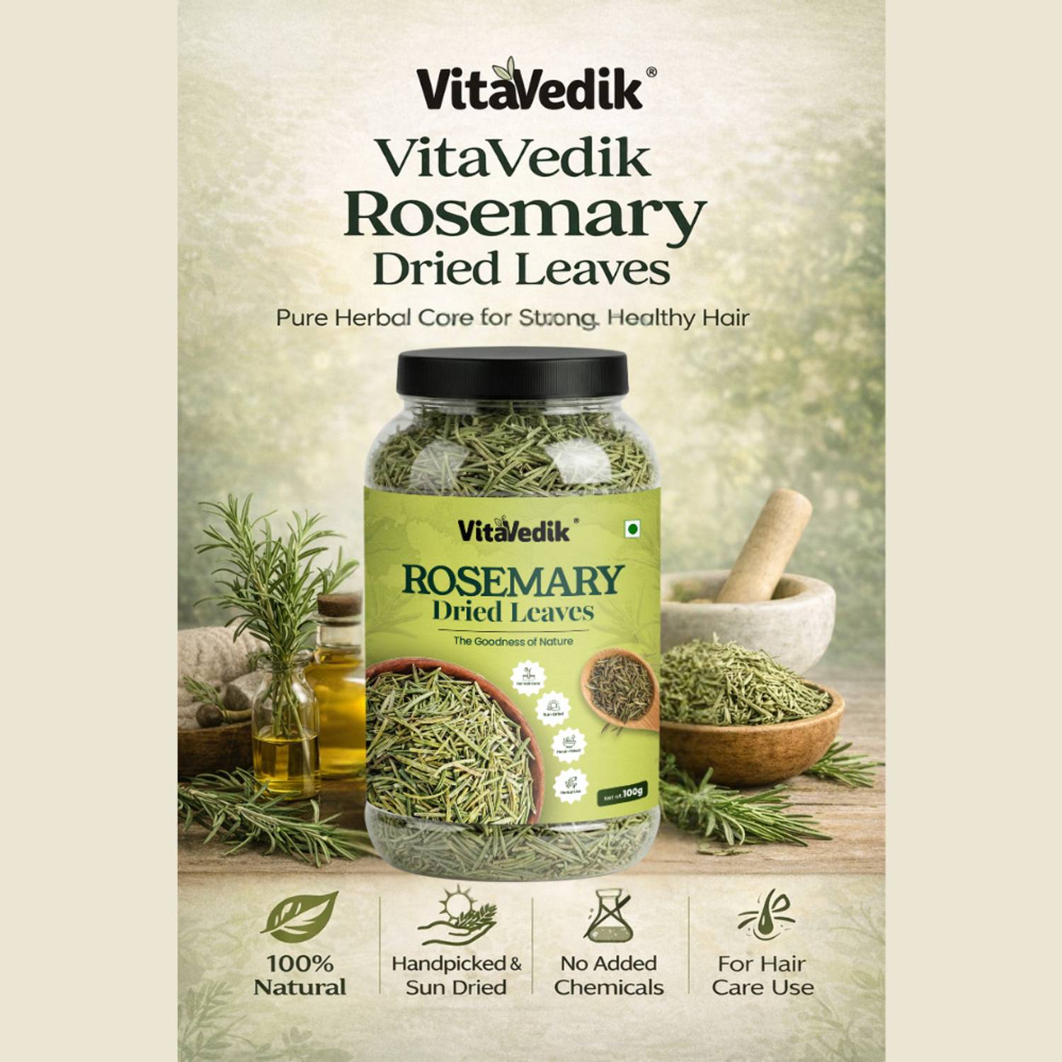 VitaVedik Rosemary Dried Leaves for Hair Growth - Image 5