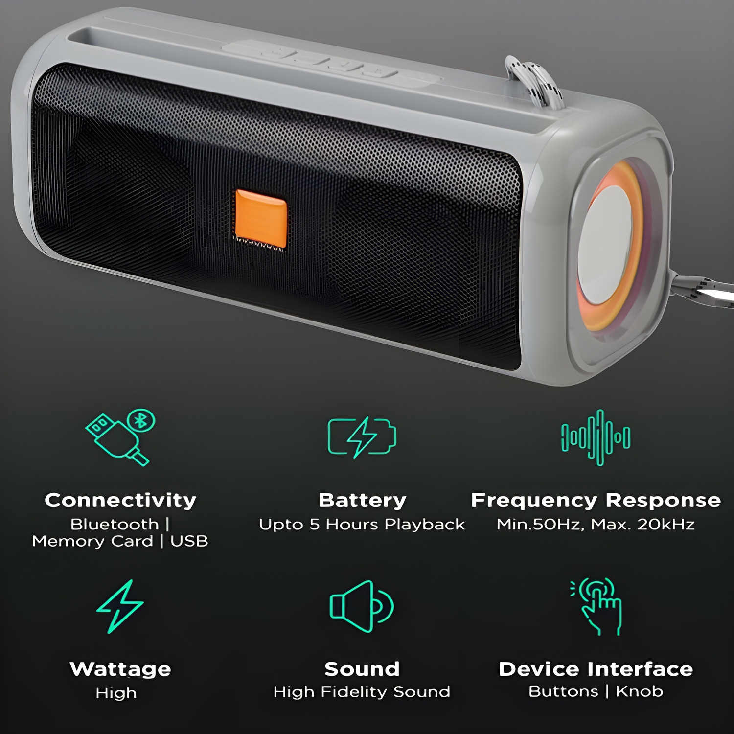 Image of RZW MR-458 Mini Home Theater|DJ Bass|Splashproof|Water Resistant|Bluetooth Speaker-3 10 W Bluetooth Gaming Speaker