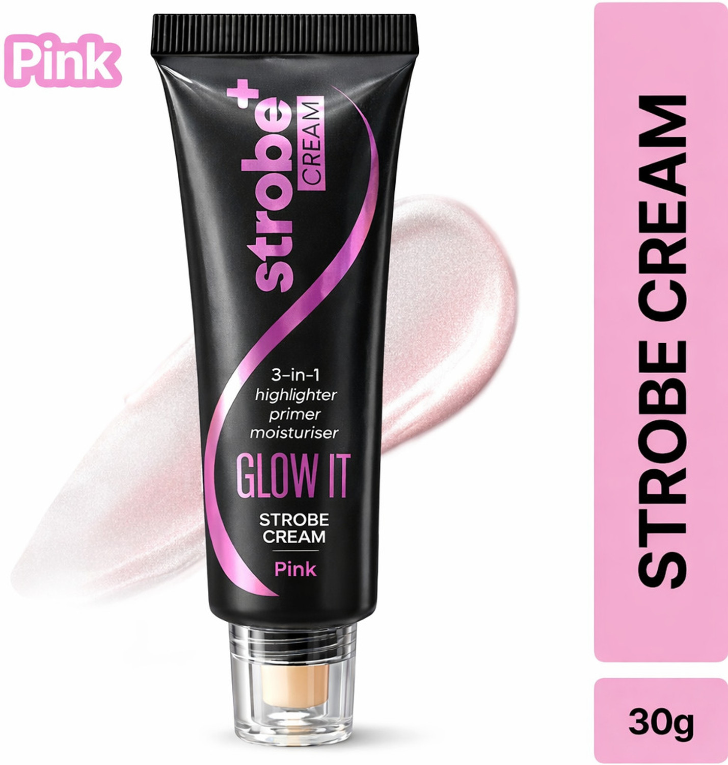 Image of GLOW IT 3-in-1 Strobe Cream Pink 30g - Illuminating Highlighter Primer Moisturizer Highlighter