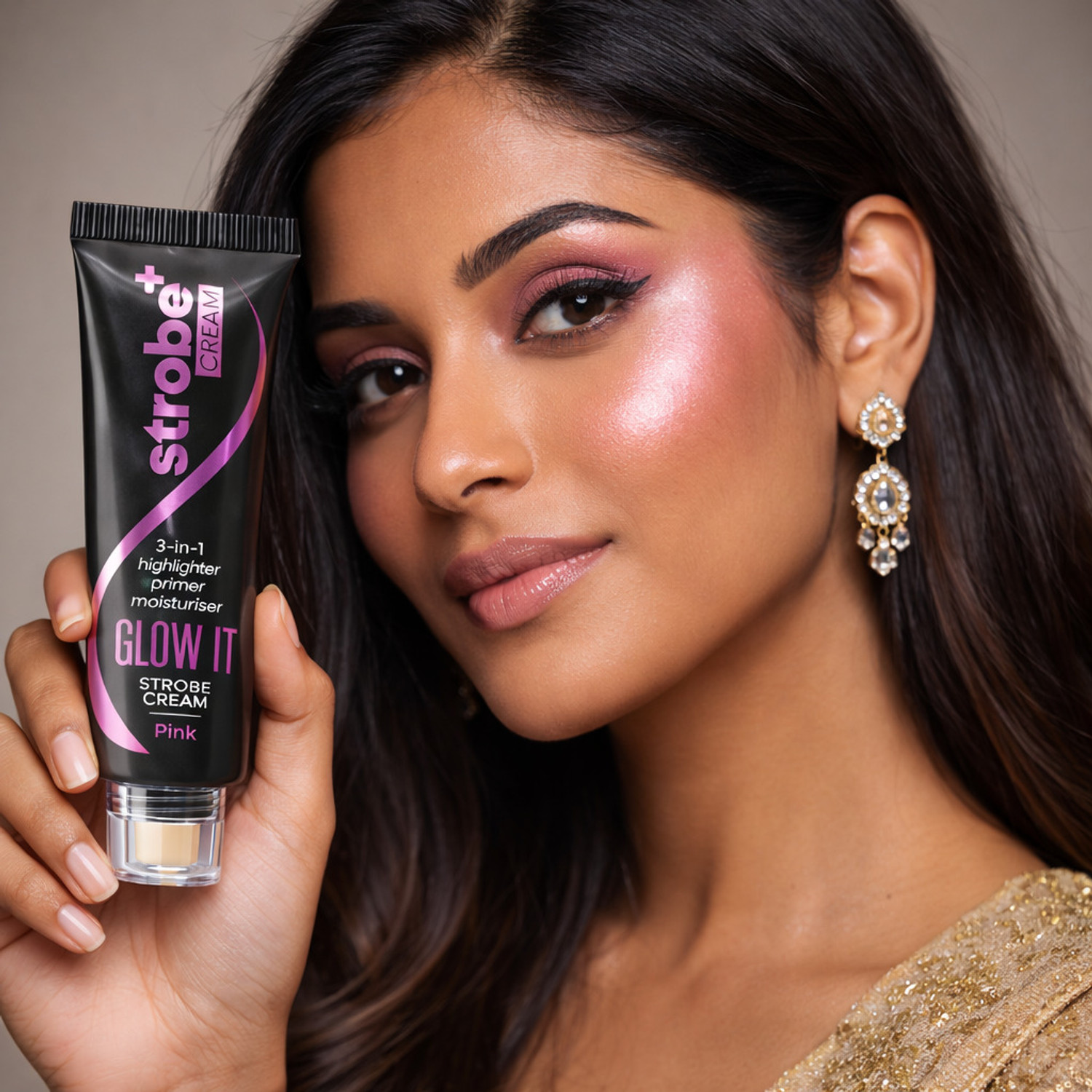 Image of GLOW IT 3-in-1 Strobe Cream Pink 30g - Illuminating Highlighter Primer Moisturizer Highlighter
