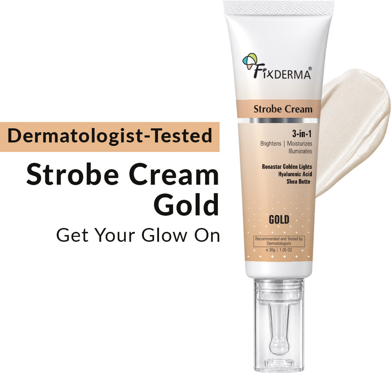 Fixderma Strobe Cream Pink 3 in 1 Illuminating Moisturizer Hyaluronic Acid & Shea Butter Highlighter