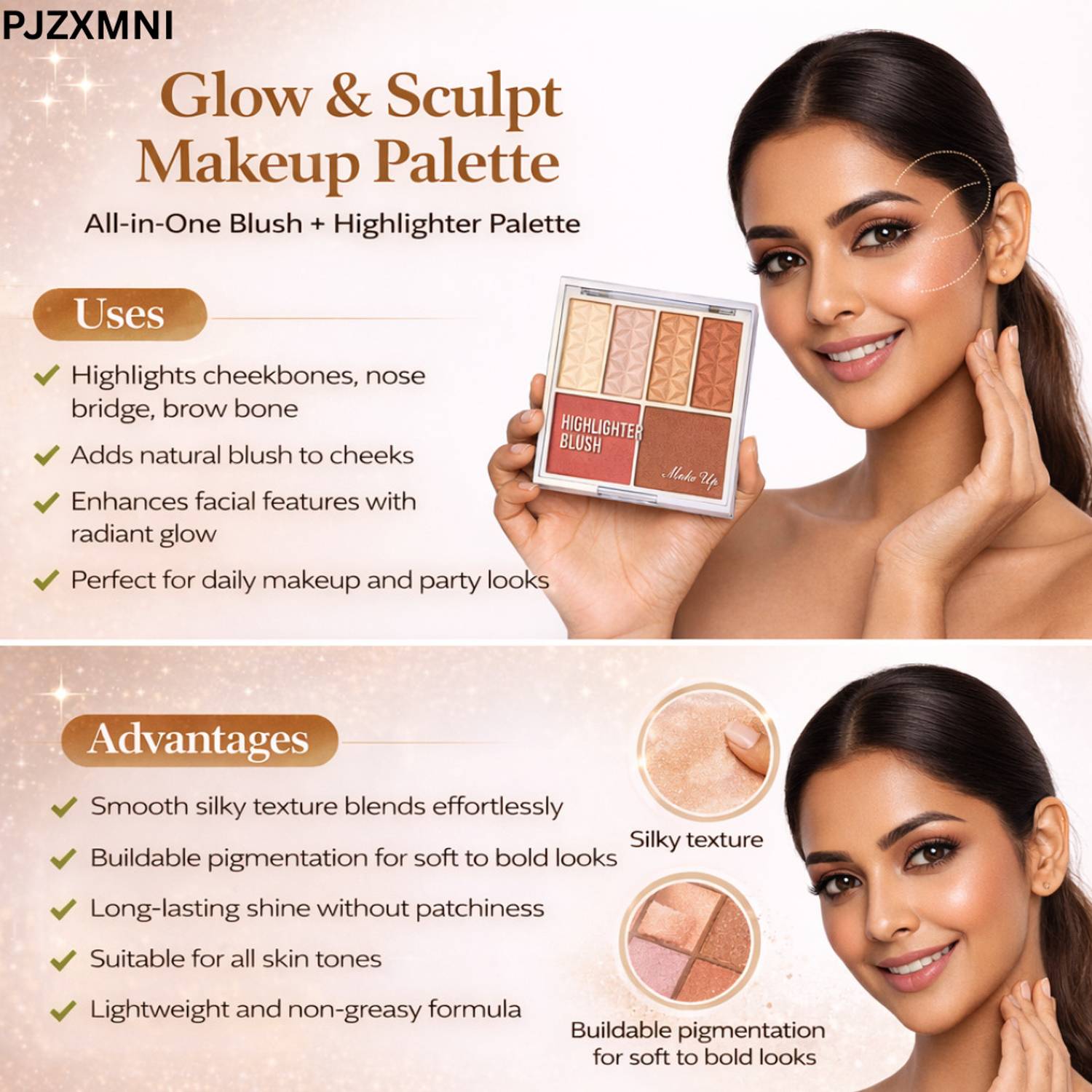 PJZXMNI Highlighter Makeup Palette For Face Makeup Purpose