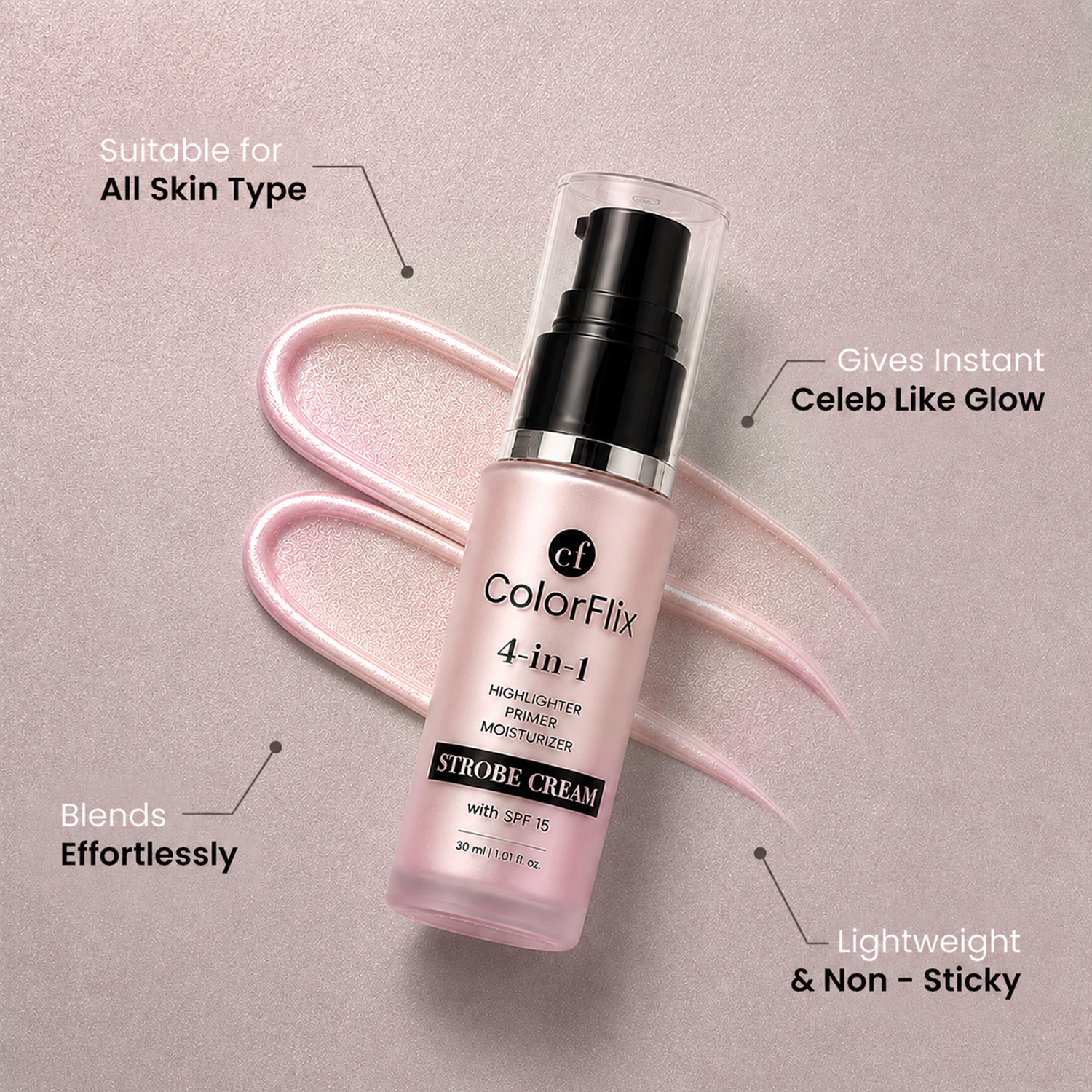 Image of ColorFlix 4-in-1 Strobe Cream for Face, Highlighter, Primer, Moisturizer & Illuminator Highlighter