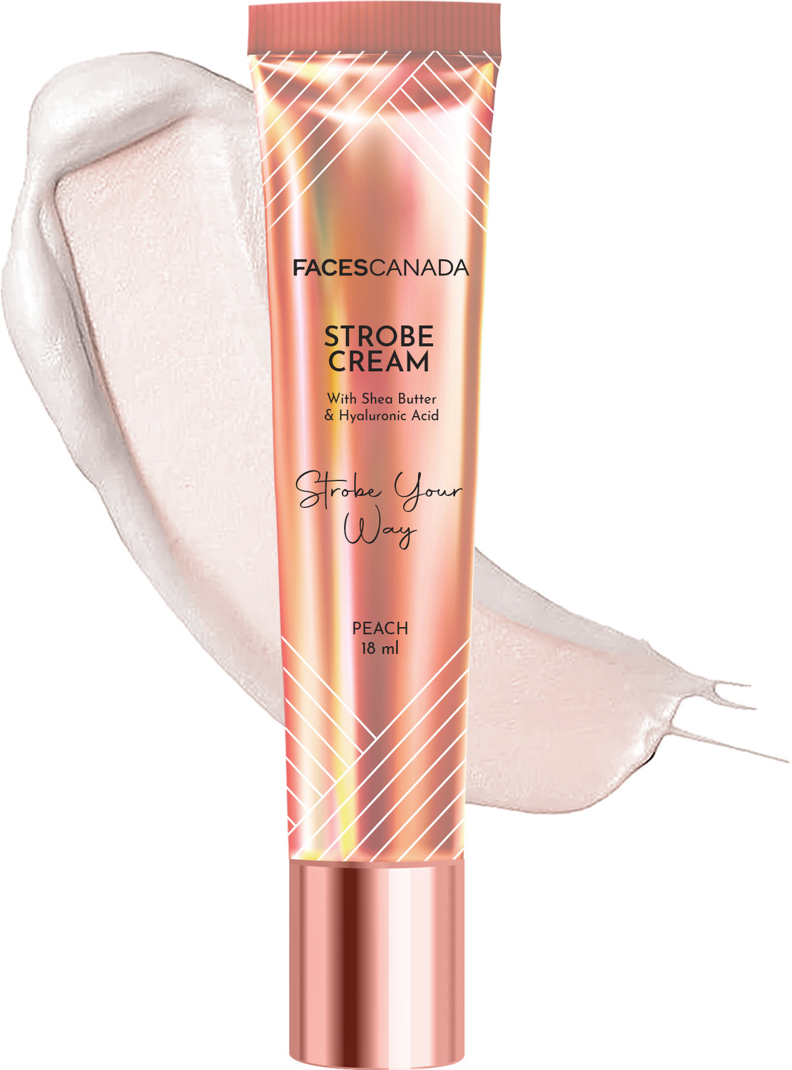 Image of FACES CANADA Strobe Cream Mini - 18 ml | Instant Illumination | Primer + Moisturizer + Highlighter (18 ml, Peach)