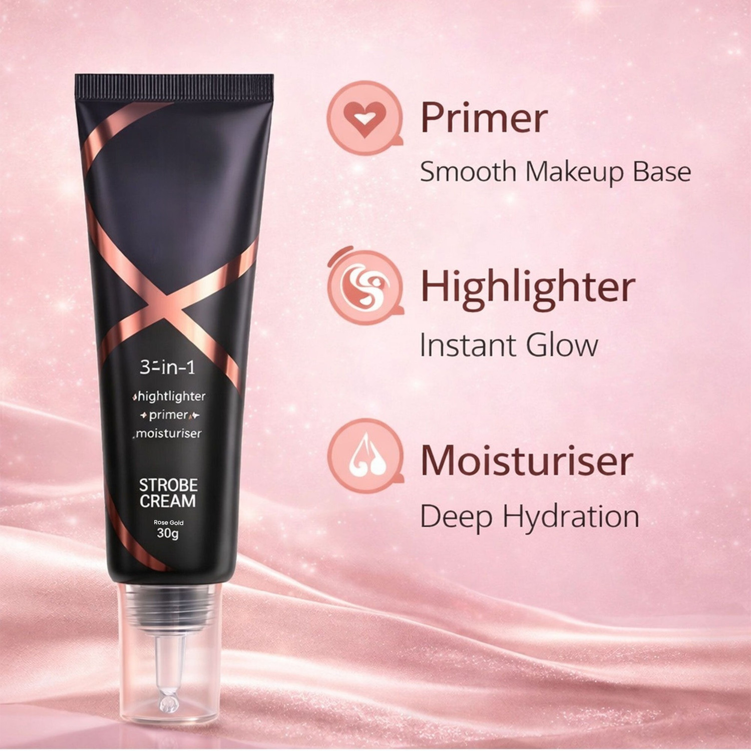 Image of skynure NEW Rose Gold Strobe Cream Dewy Skin Illuminator Primer Highlighter