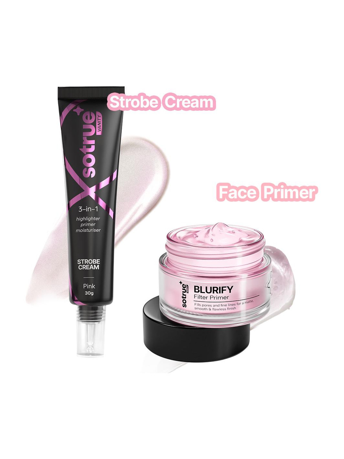 Sotrue Prep & Glow Combo Pack of Blurify Primer 15gm and Strobe Cream 30gm  Highlighter