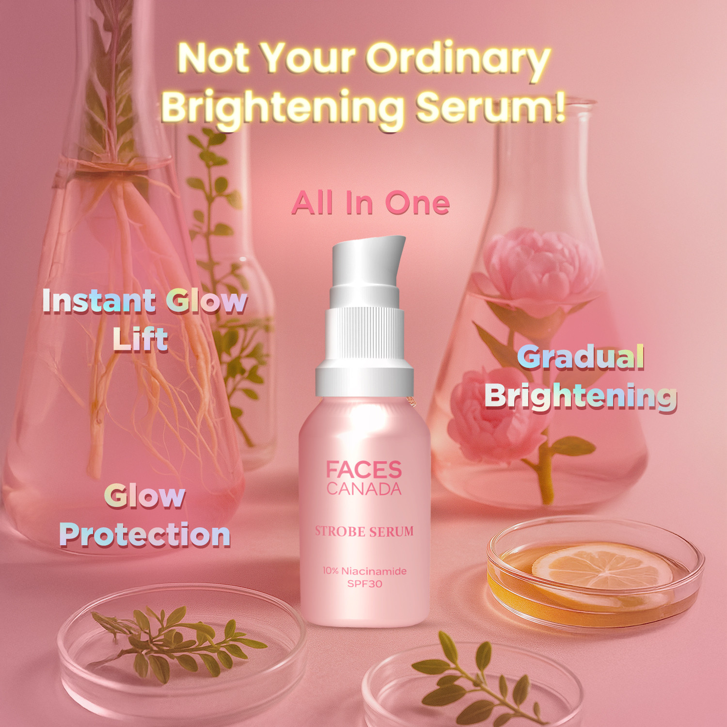 Image of FACES CANADA Strobe Serum Mini (15ml) | Brigtening Serum + Strobe Cream + SPF 30 Sunscreen | Highlighter