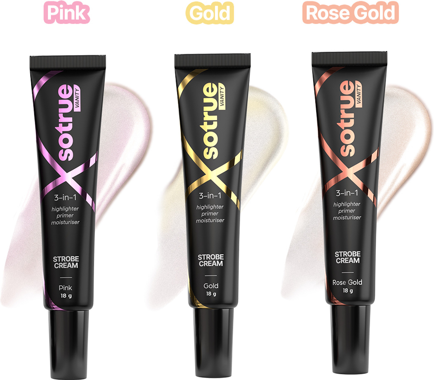 Sotrue Strobe Cream Combo-18g each| Instant Illumination|Primer+Moisturizer+ Highlighter