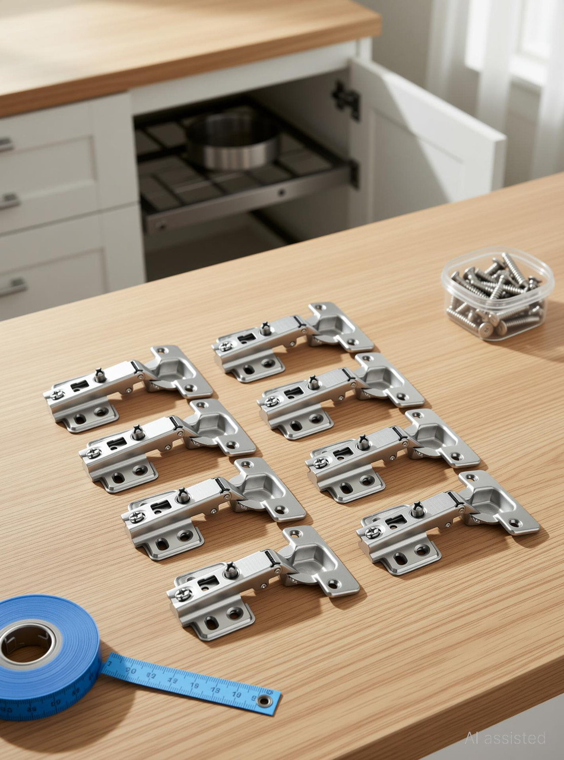 Image of Met Craft Steel Auto Close (Non Soft Close) Slide On Concealed Hinges Pack of 6 Pair (0 Degree Crank, Silver) for Full Overlay Door Concealed Hinge