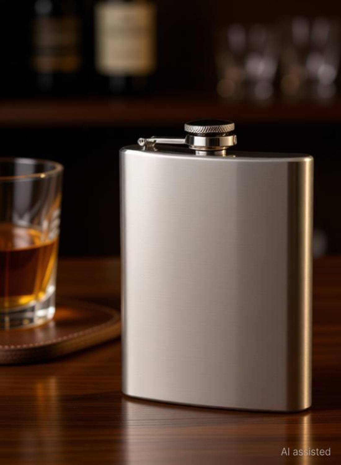 ANADI Hip Flask 10 Oz Design Engraved Alcoholic Beverage Holder Wine Whiskey Drinks Bottle (295 ml) Stainless Steel Hip Flask