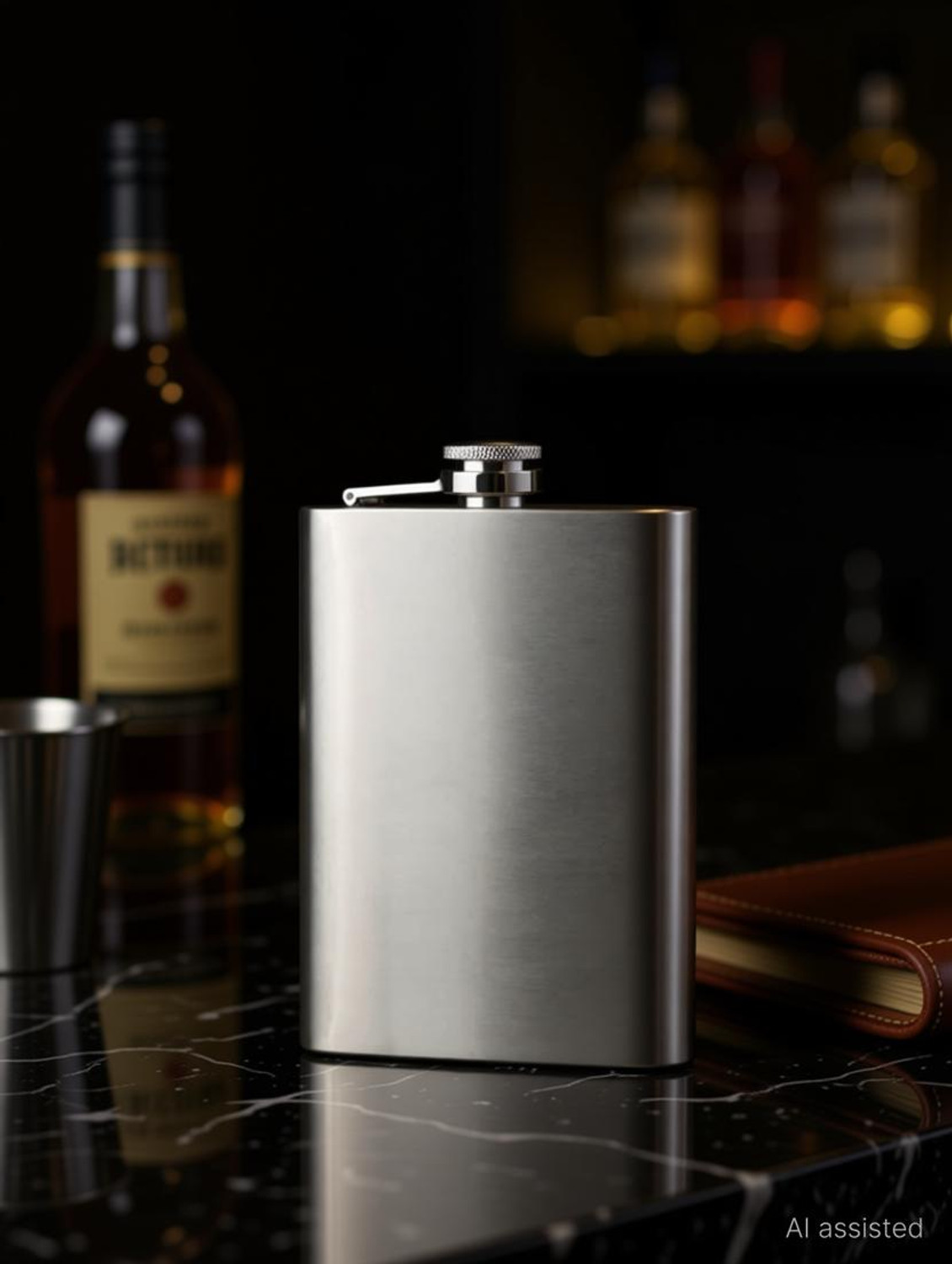 Image of RTURO Slim Compact Alcohol Drinks Wine Whiskey Vodka Or Liquor Stainless Steel Hip Flask