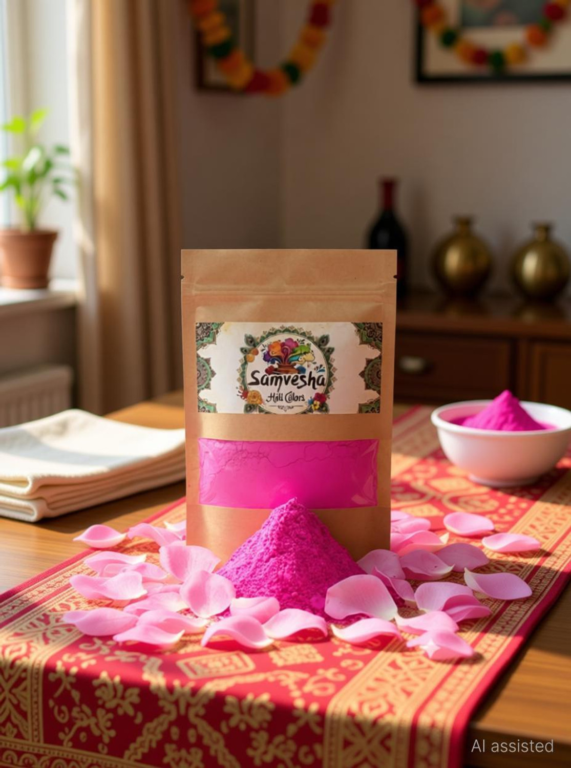 Image of Samvesha Organic Herbal Gulal Holi Color - Skin Friendly , Non-Toxic , Safe for kids Holi Color Powder Pack of 1