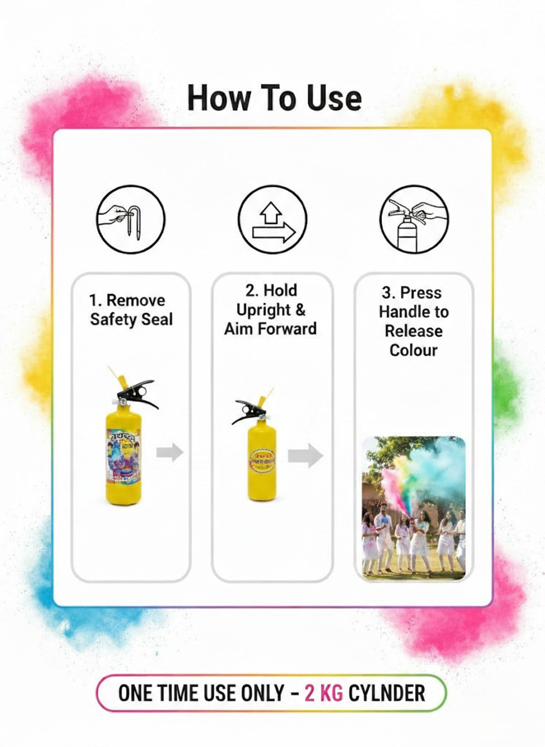 Image of Aavkar creation 2 Kg Color Cylinder Powerful For Holi Celebrations (Random Color Will be Given) Holi Color Powder Pack of 1