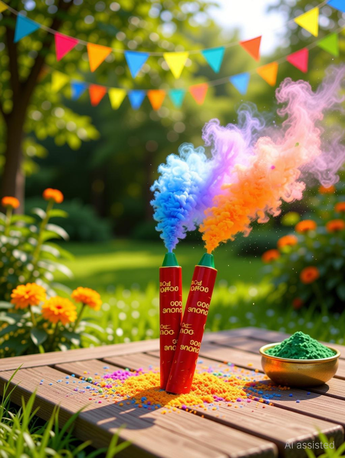 Image of LeafBlu BIG Size Color Smoke Fog Fountain [multicolor] Holi Color Powder Pack of 1