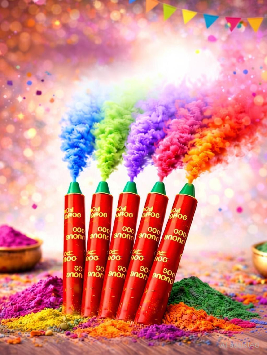 Image of LeafBlu BIG Size Color Smoke Fog Fountain [multicolor] Holi Color Powder Pack of 1