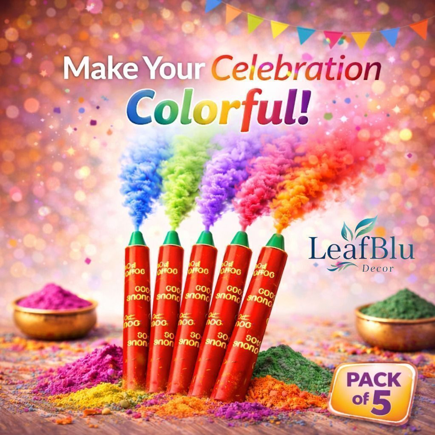 Image of LeafBlu BIG Size Color Smoke Fog Fountain [multicolor] Holi Color Powder Pack of 1