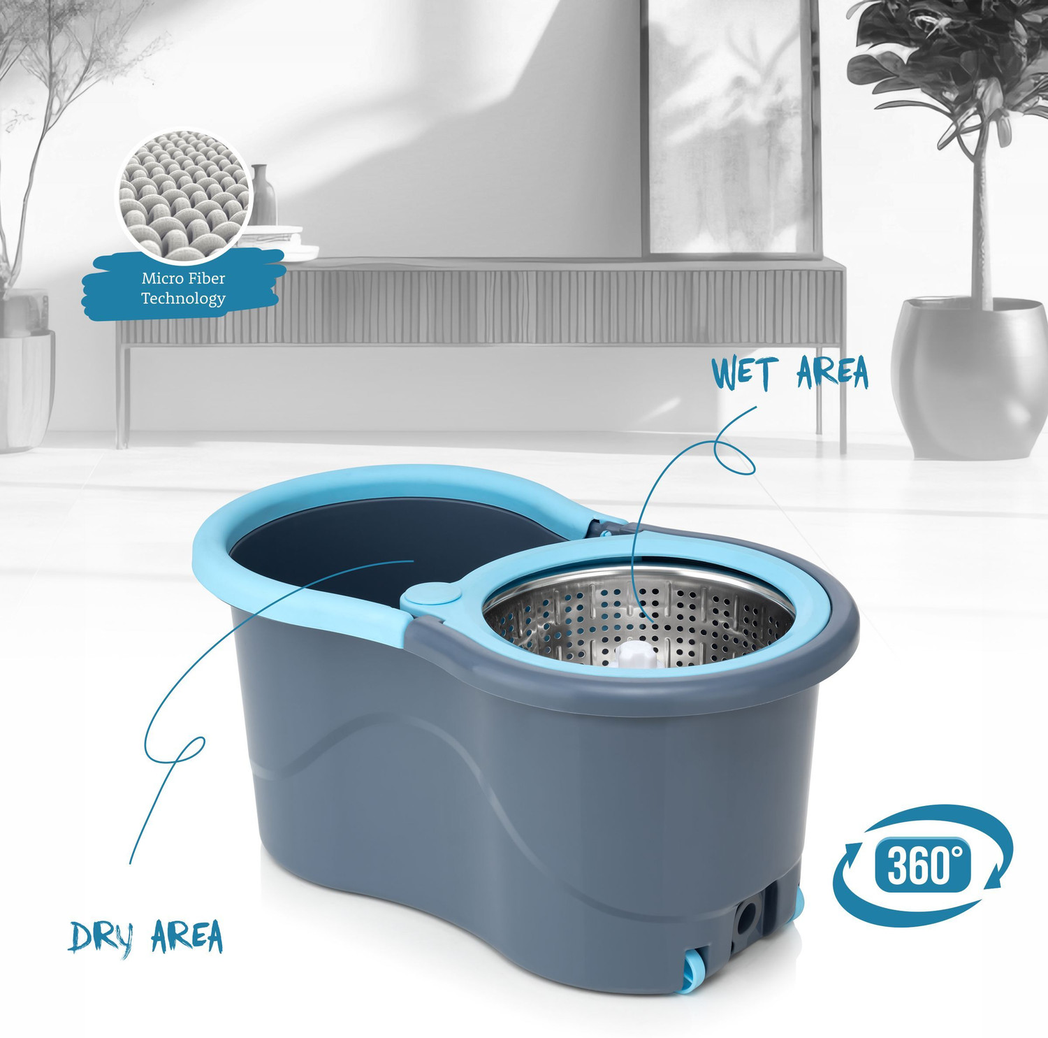 Image of Flipkart SmartBuy MOP SET FLOOR CLEANING COMES WITH 2 MICROFIBER REFILL AND MOP STICK AND 2 REFILL Mop Set