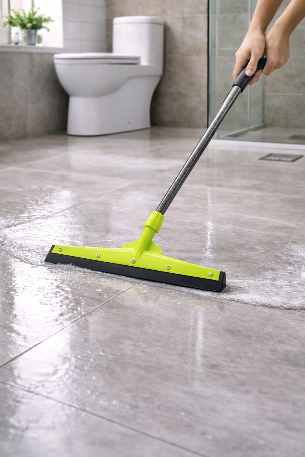 Image of WiperWorld Floor Wiper with Iron Handle Strong Plastic Body& Rubber Blade bathroom Cleaning Floor Wiper
