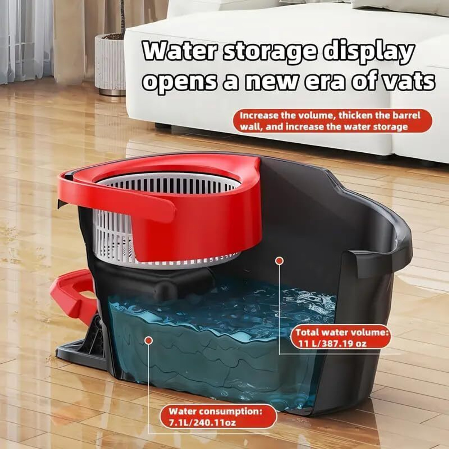 Image of ZENOVIA 360 Spin Mop & Bucket Set with Foot Pedal, Steel Wringer & Microfiber Mop Head Mop Set