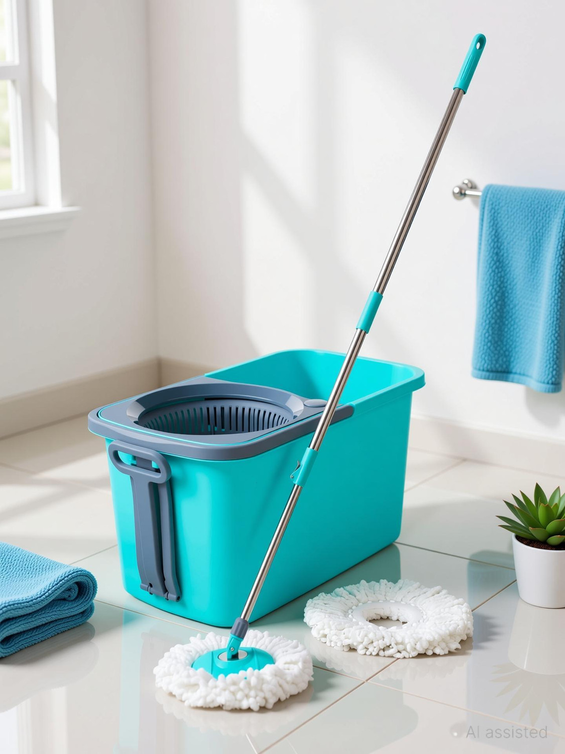 Image of Flipkart SmartBuy HOME CLEANING MOP SET 360 CLEANING MOP SET COMES WITH 2 MICROFIBER REFILL Bucket, Mop, Mop Set