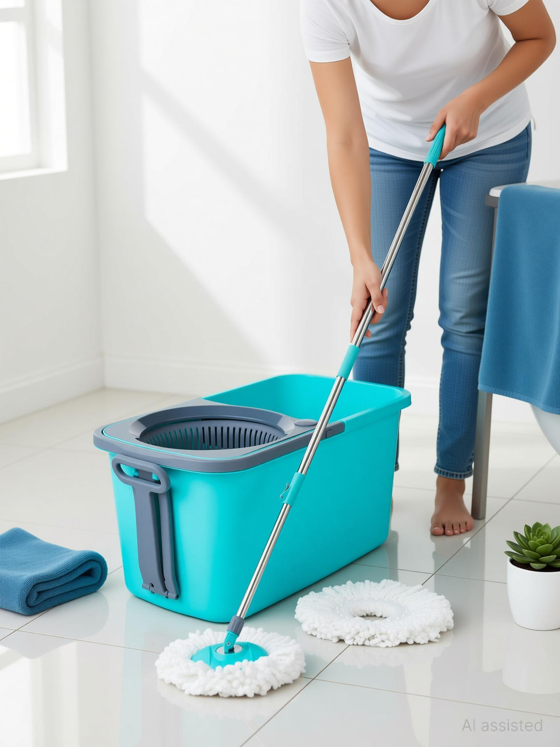 Image of Flipkart SmartBuy HOME CLEANING MOP SET 360 CLEANING MOP SET COMES WITH 2 MICROFIBER REFILL Bucket, Mop, Mop Set