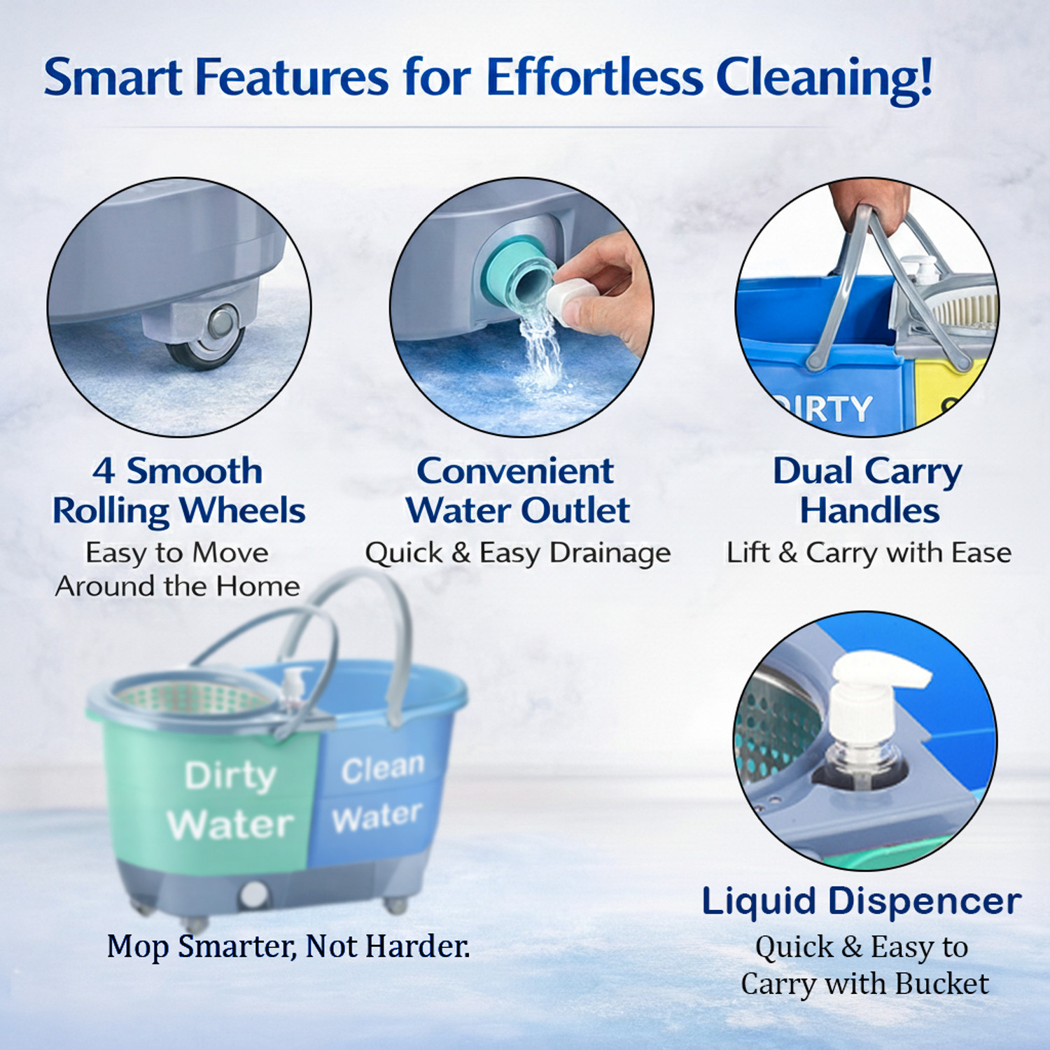Image of V-MOP Premium Jumbo Twin Bucket Mop with Floor Wiper -JM01017 Mop Set