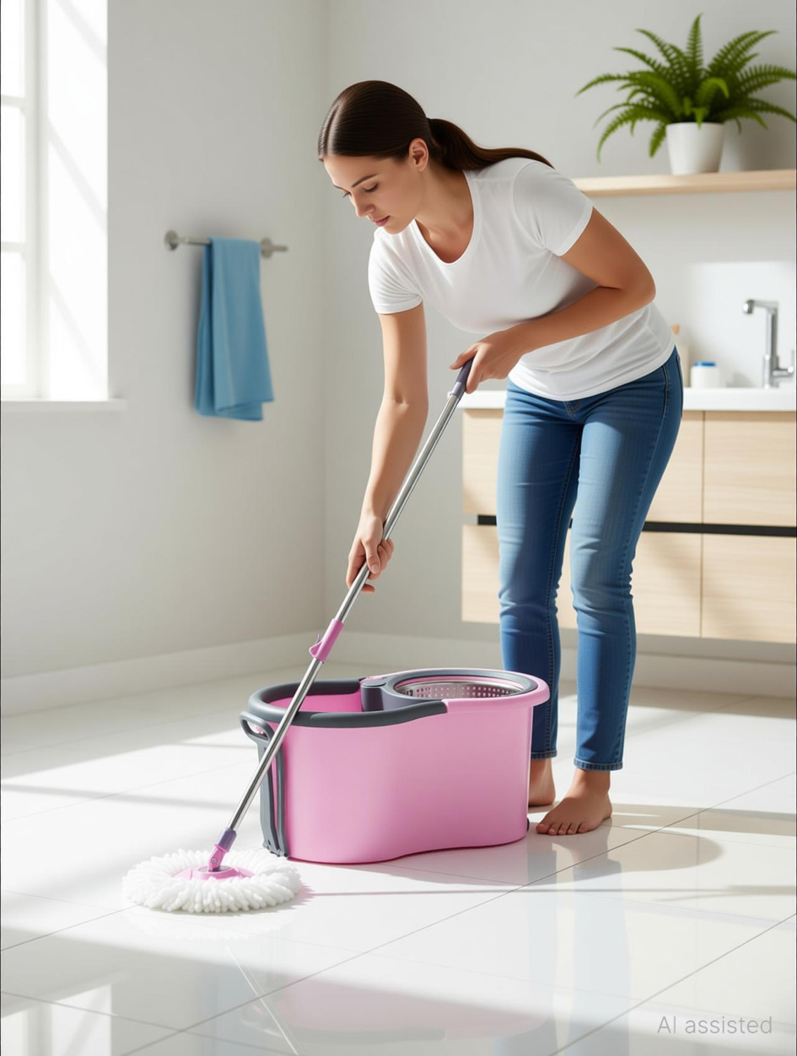Image of ELINOR PINK DELIGHT STEEL HANDLE MOP Mop Set