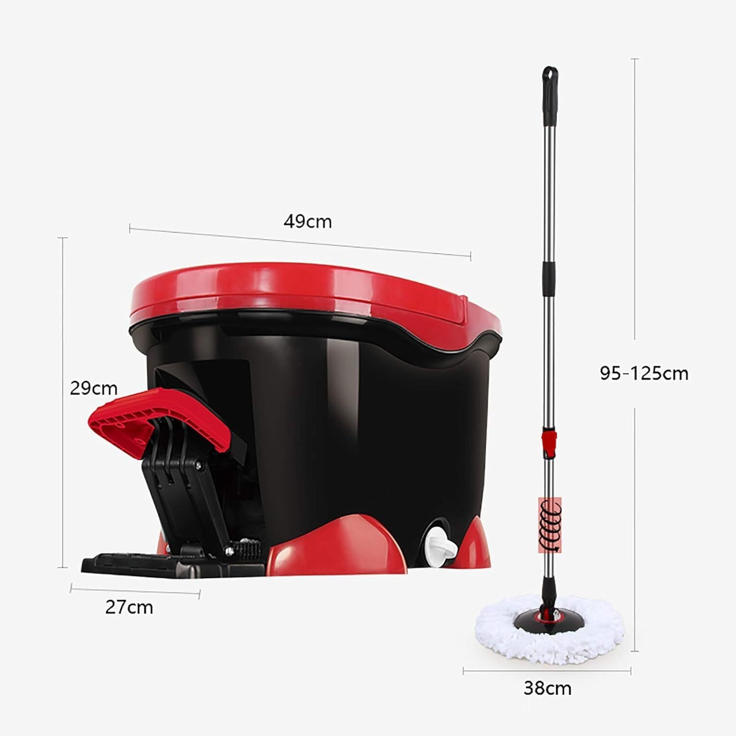 Image of ZENOVIA 360 Spin Mop & Bucket Set with Foot Pedal, Steel Wringer & Microfiber Mop Head Mop Set