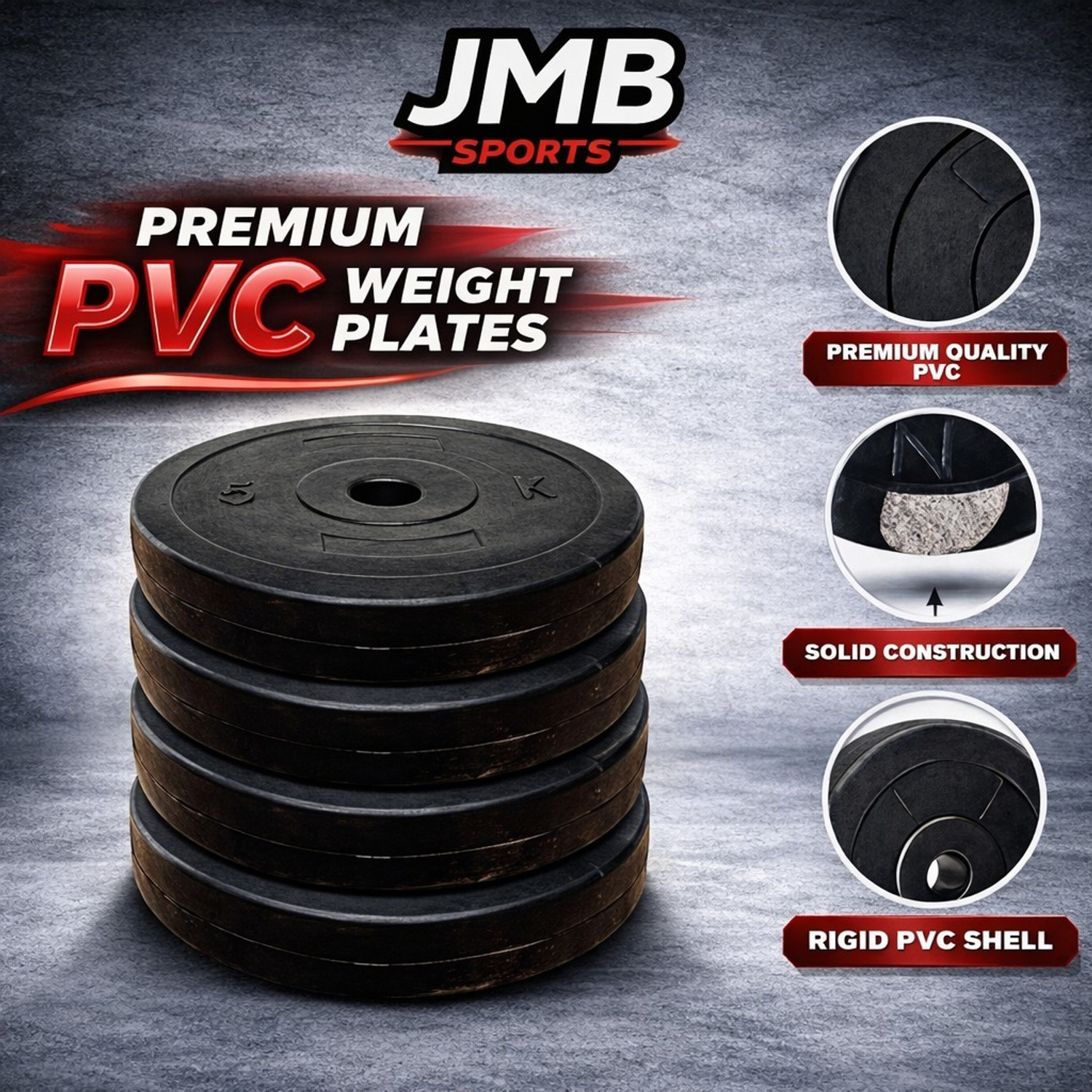 Image of JMB 20 kg 20kg Combo 2kg*4 /3kg*4pc PVC Weight Plate, 3ft Rod, Dumbbell Rod & Acc Home Gym Combo