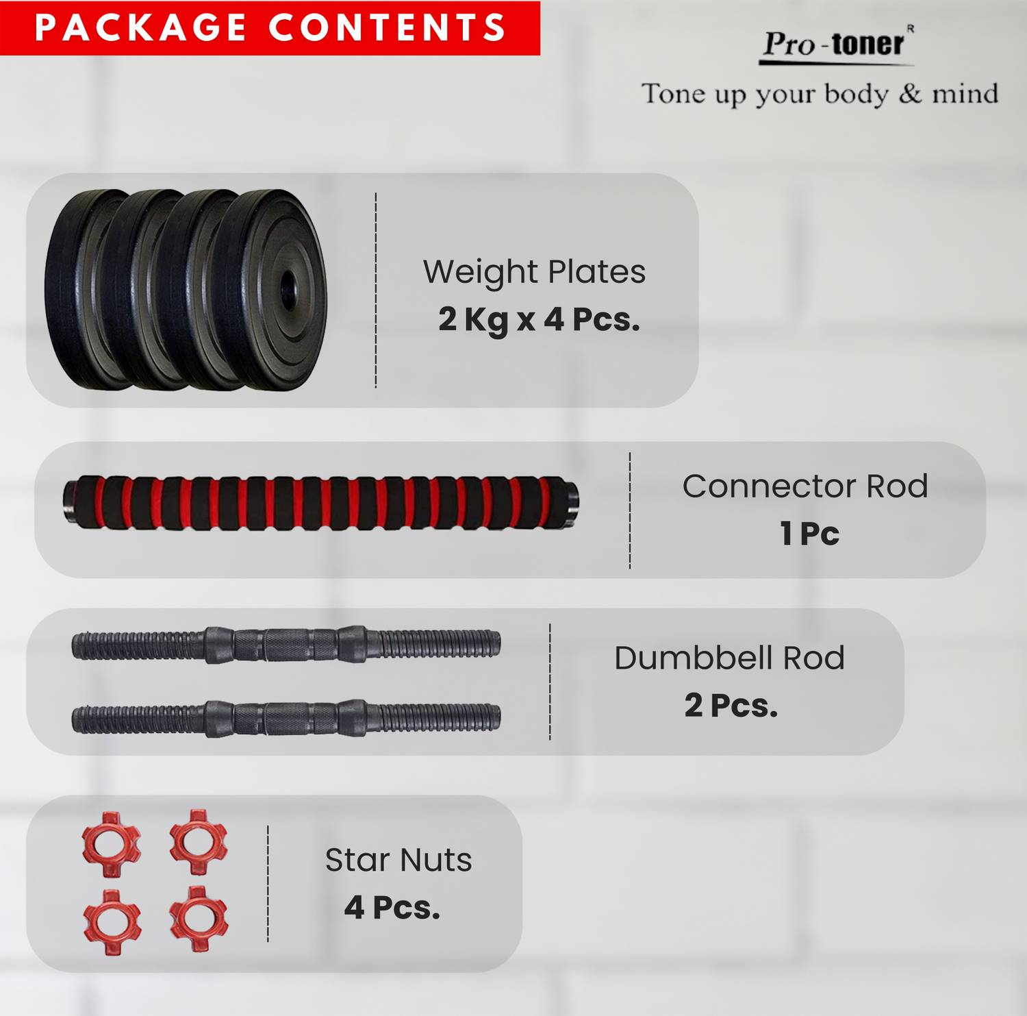 Protoner प्रोटोनर convertible8kg होम जिम कॉम्बो 20 kg - Image 3