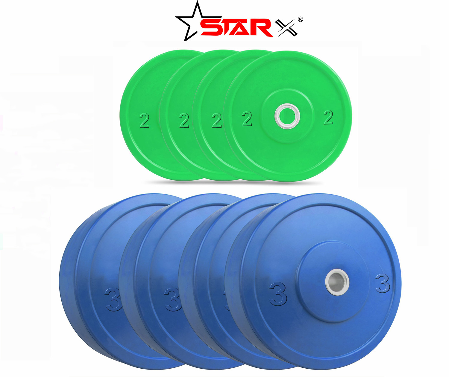 Image of STARX 20 kg Multi Color 100% Rubber Plates for Use of Home Gym Combo Home Gym Combo