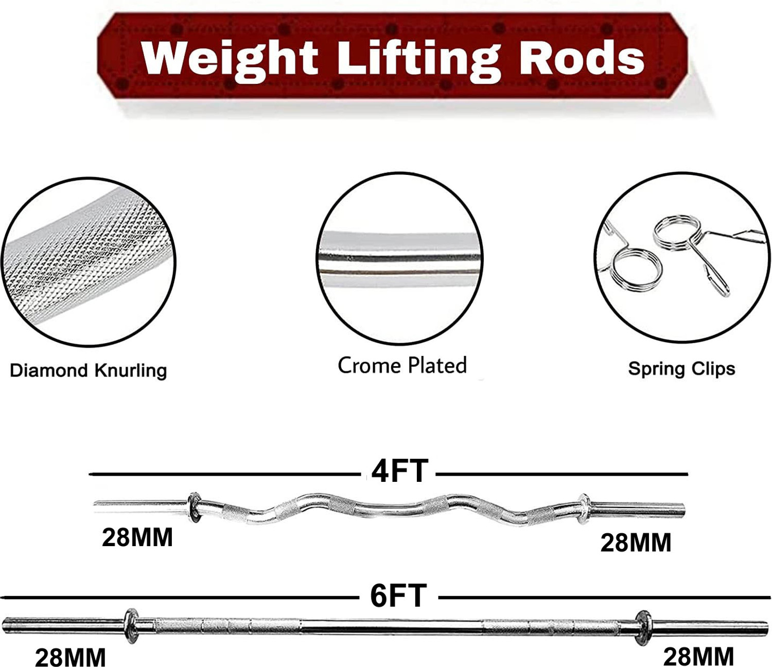 Image of YMD 30 kg Steel Plates 2.5KGX4 5KGX4 Pc 4FT Curl & 6FT STRT 28mm Rod WIth Clamp Home Gym Combo