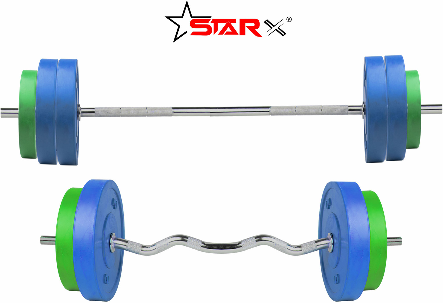 Image of STARX 20 kg Multi Color 100% Rubber Plates for Use of Home Gym Combo Home Gym Combo