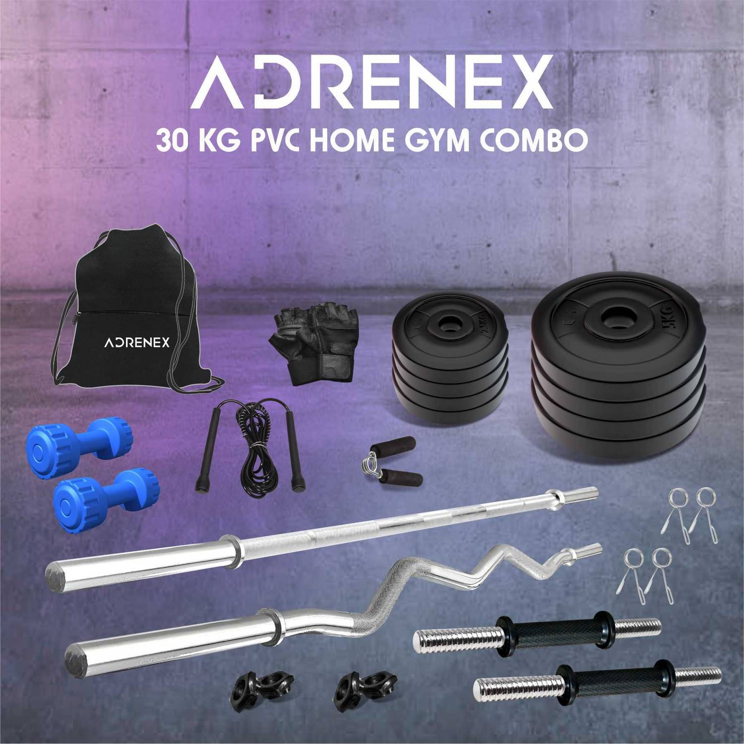Adrenex 30 kg Home Gym Combo with Dumbbells - Image 2