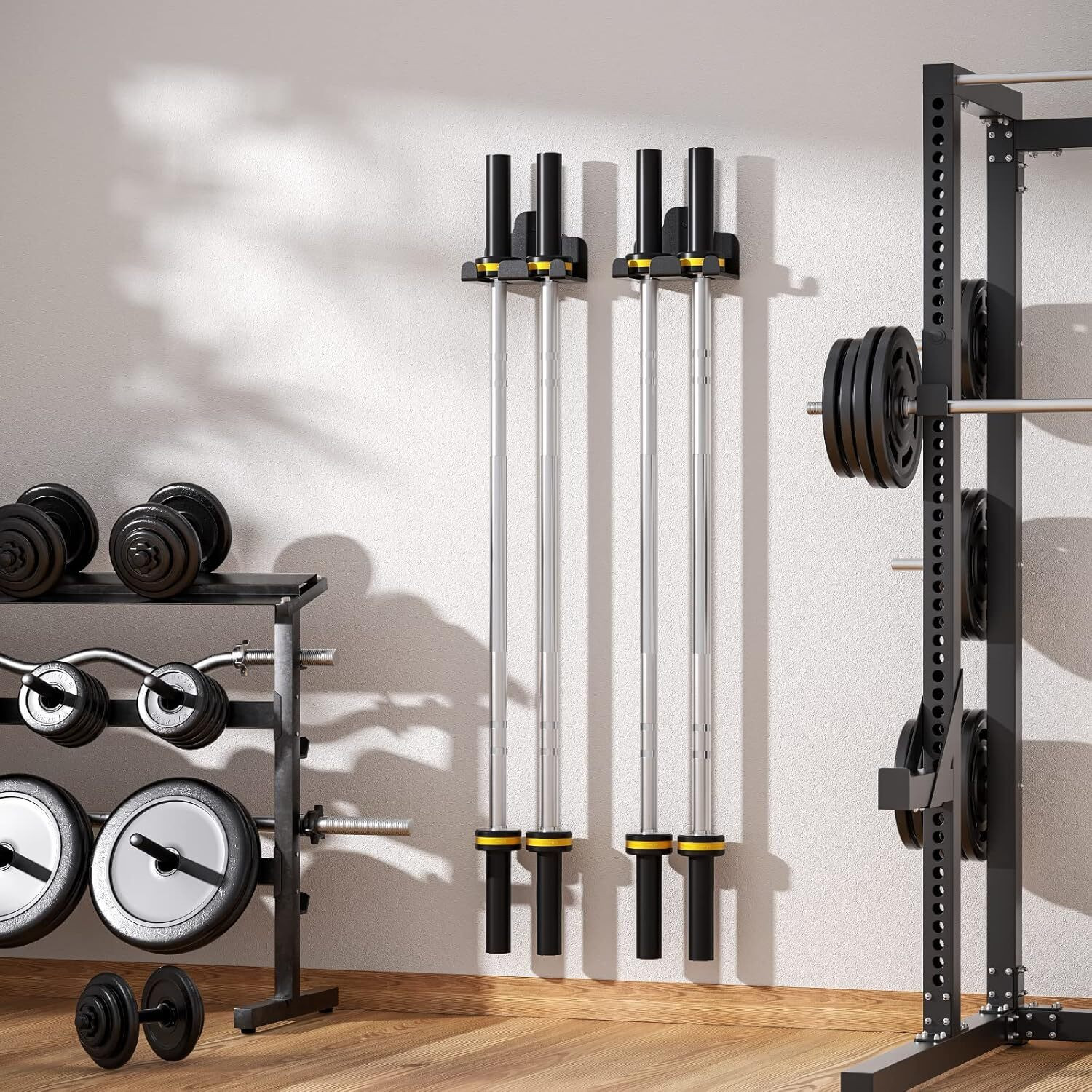 Image of YMD 70 kg Premium Metal integrated Color Plates 2.5x4 5x4 10x4 4FT Curl 6FT Straight Home Gym Combo