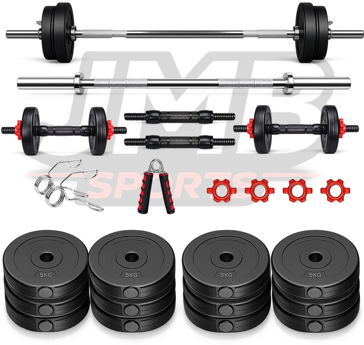 Image of JMB 20 kg 20kg Combo 2kg*4 /3kg*4pc PVC Weight Plate, 3ft Rod, Dumbbell Rod & Acc Home Gym Combo