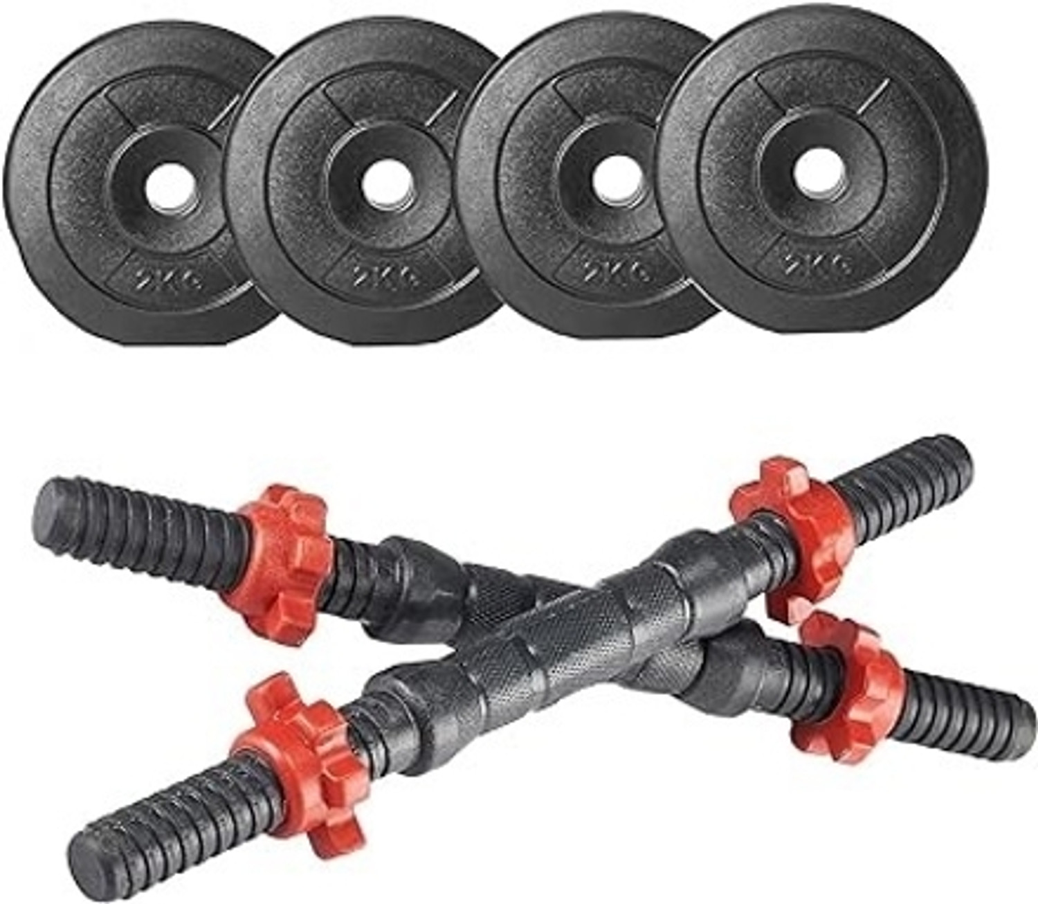 Image of BELLATRIX X 2x4-pvc gym plate with one pair dumbell rod 14 inch Fitness Accessory Kit Kit