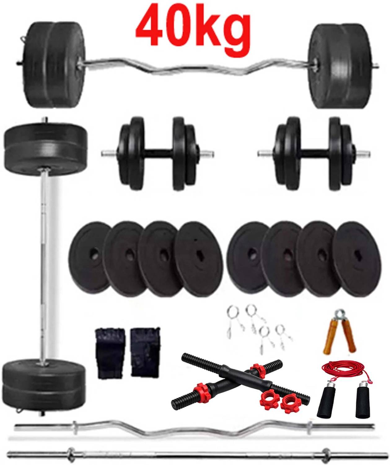 L'AVENIR 40kg PVC Dumbbell Set with Accessories - Image 1
