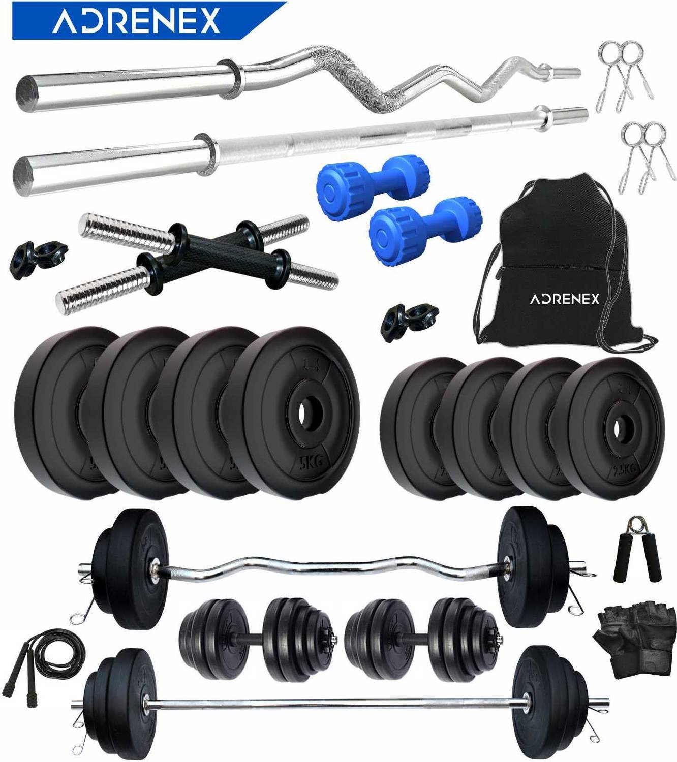 Adrenex 30 kg Home Gym Combo with Dumbbells - Image 1