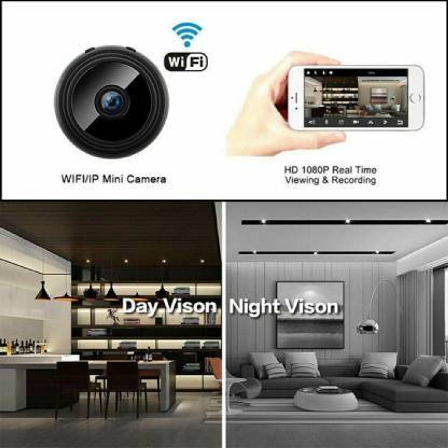 Image of SKY HUB WiFi Full HD 1080p Spy IP CCTV Camera Hidden Wireless 64GB Support Night Vision Security Camera
