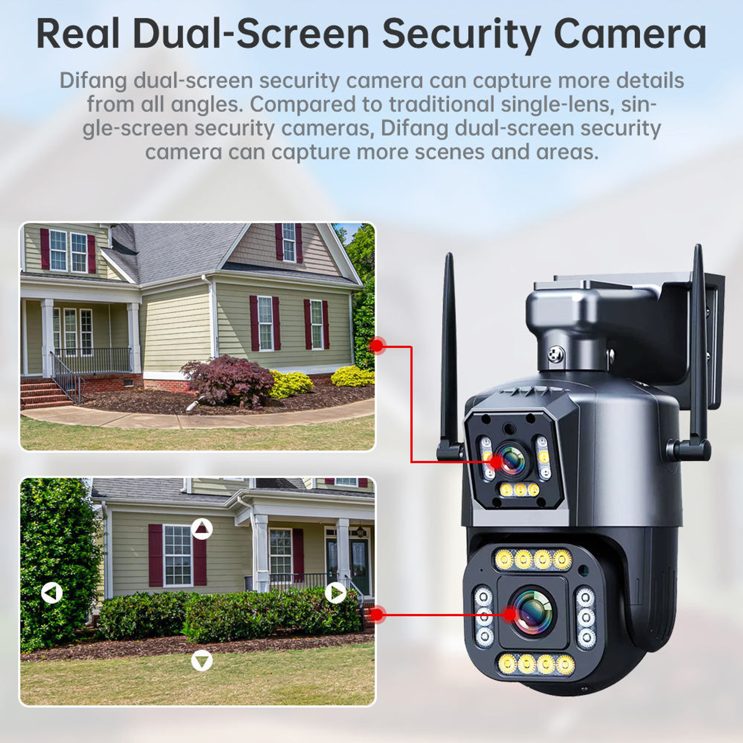 Image of OSQD 5+5MP FHD Dual Lens WiFi PTZ CCTV Camera 360 View Remote Live View Security Camera