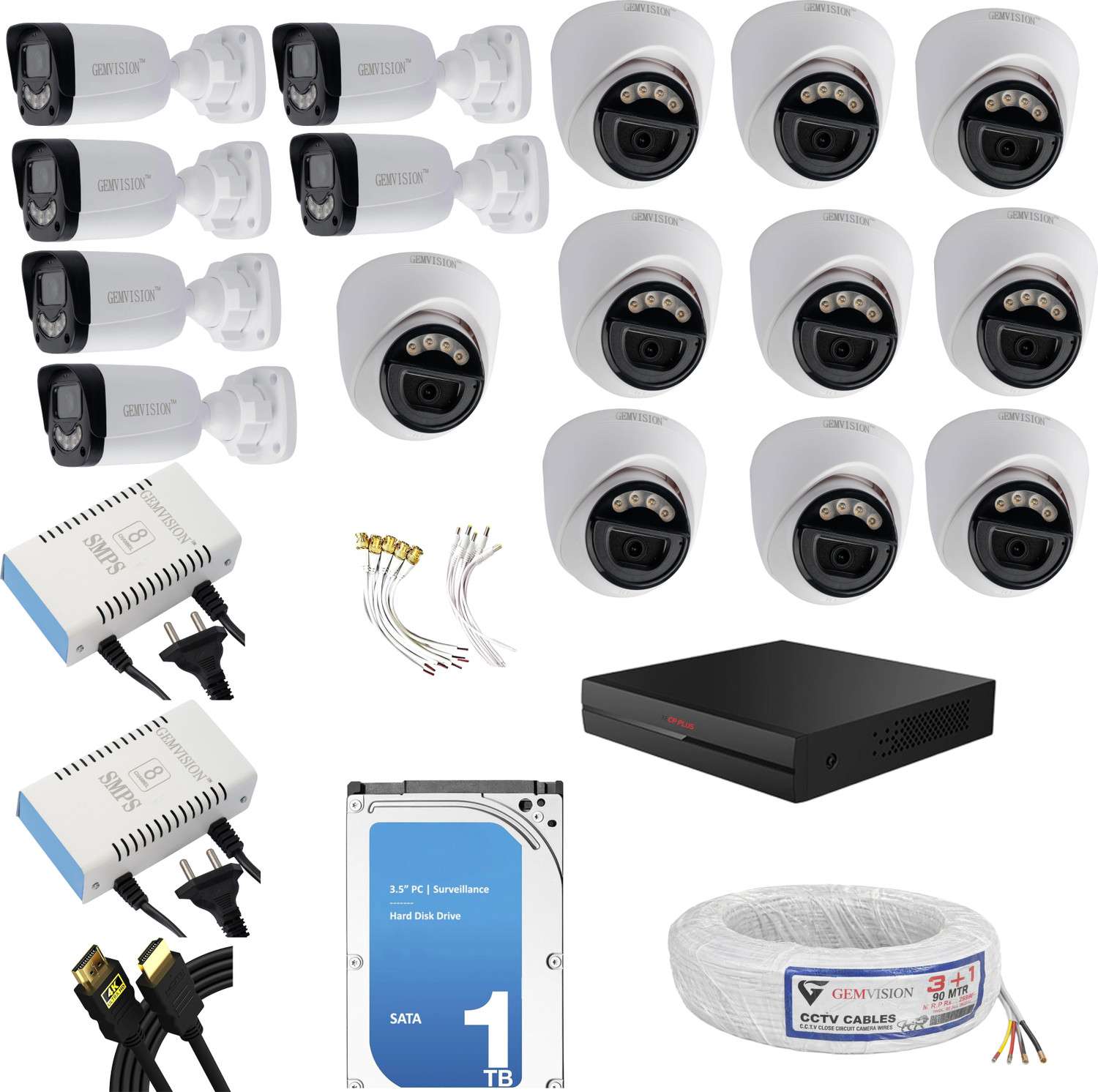 Image of CP PLUS 3MP Color Night Vision With Audio CCTV Camera Set 10 Indoor 6 outdoor 16CH DVR Security Camera
