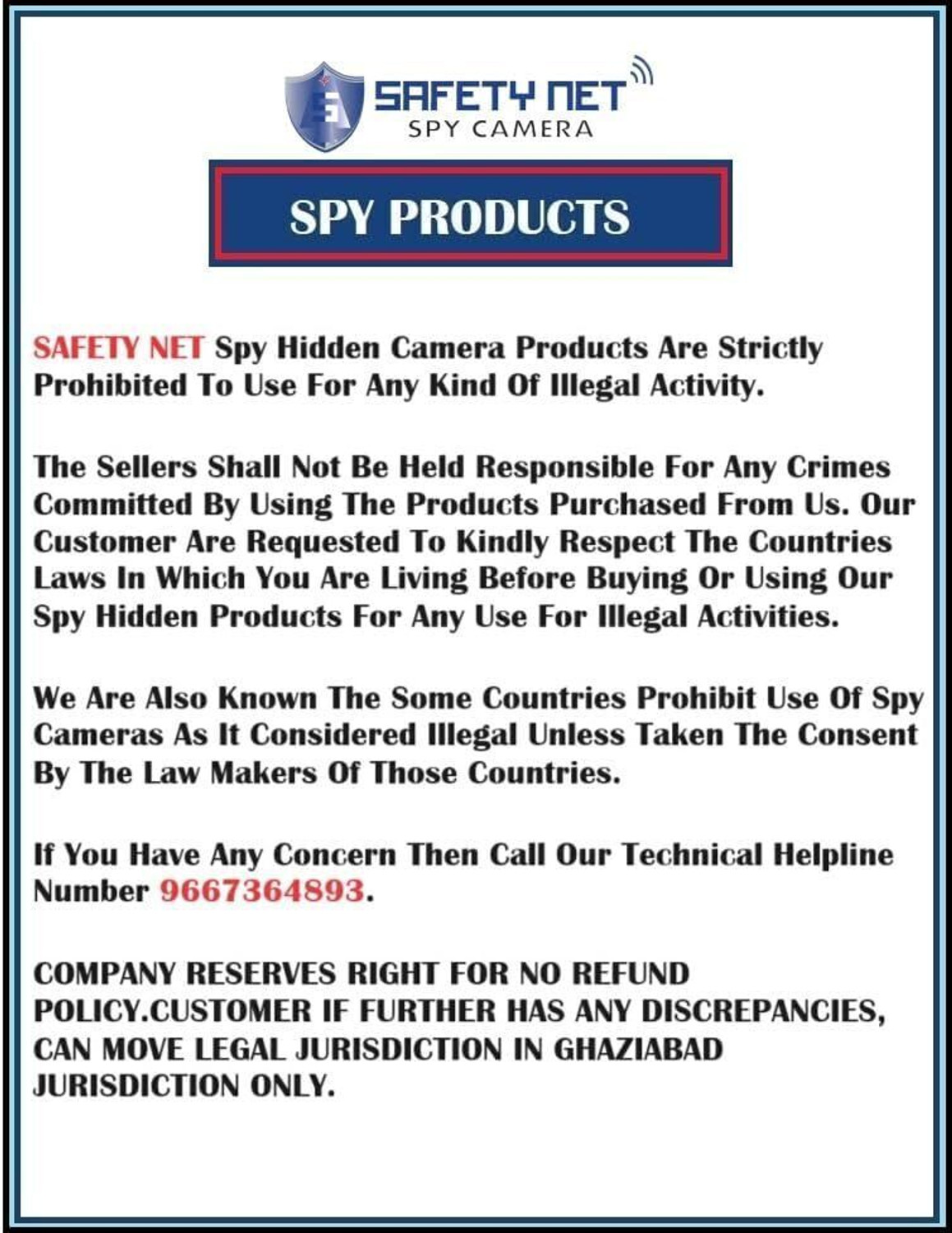 Image of Safetynet WiFi Wireless Hidden Camera with Live Feed, 1080P HD Nanny Security Camera