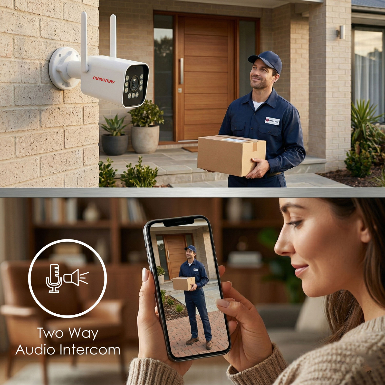 Image of Manomay STQC 3MP WiFi Bullet CCTV Camera | Night Vision | 2-Way Audio | IP66 Security Camera