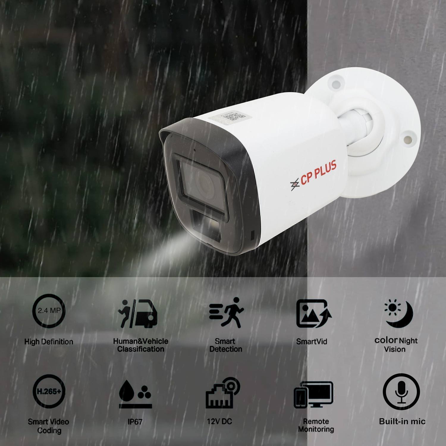 Image of CP PLUS 8 Channel HD DVR 1080P,Color Nightvision Audio 2.4MP Outdoor & Indoor Cameras,12 Security Camera