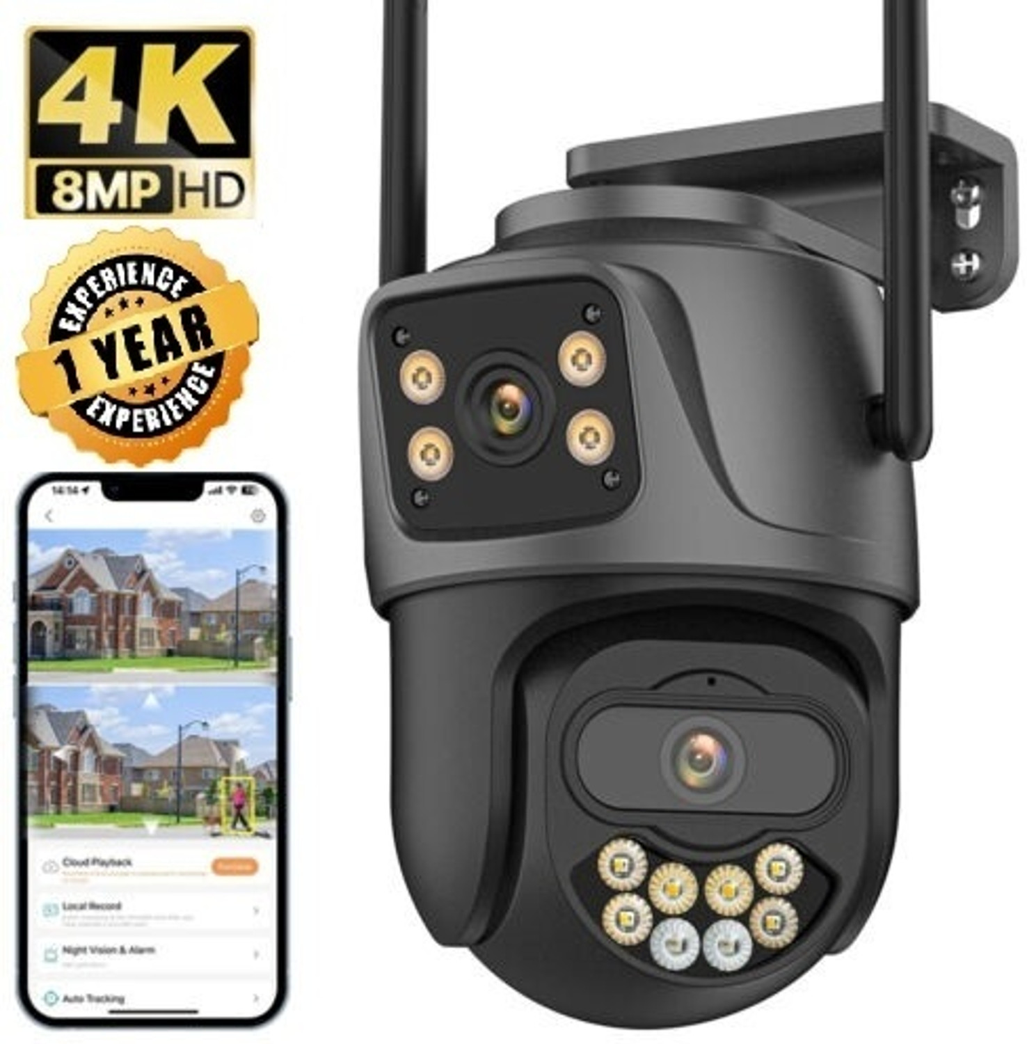 Image of SIOVS HD Dual Lens PTZ 4G SIM Camera Monitor WiFi 360 View TwoWay Audio Night Vision Security Camera