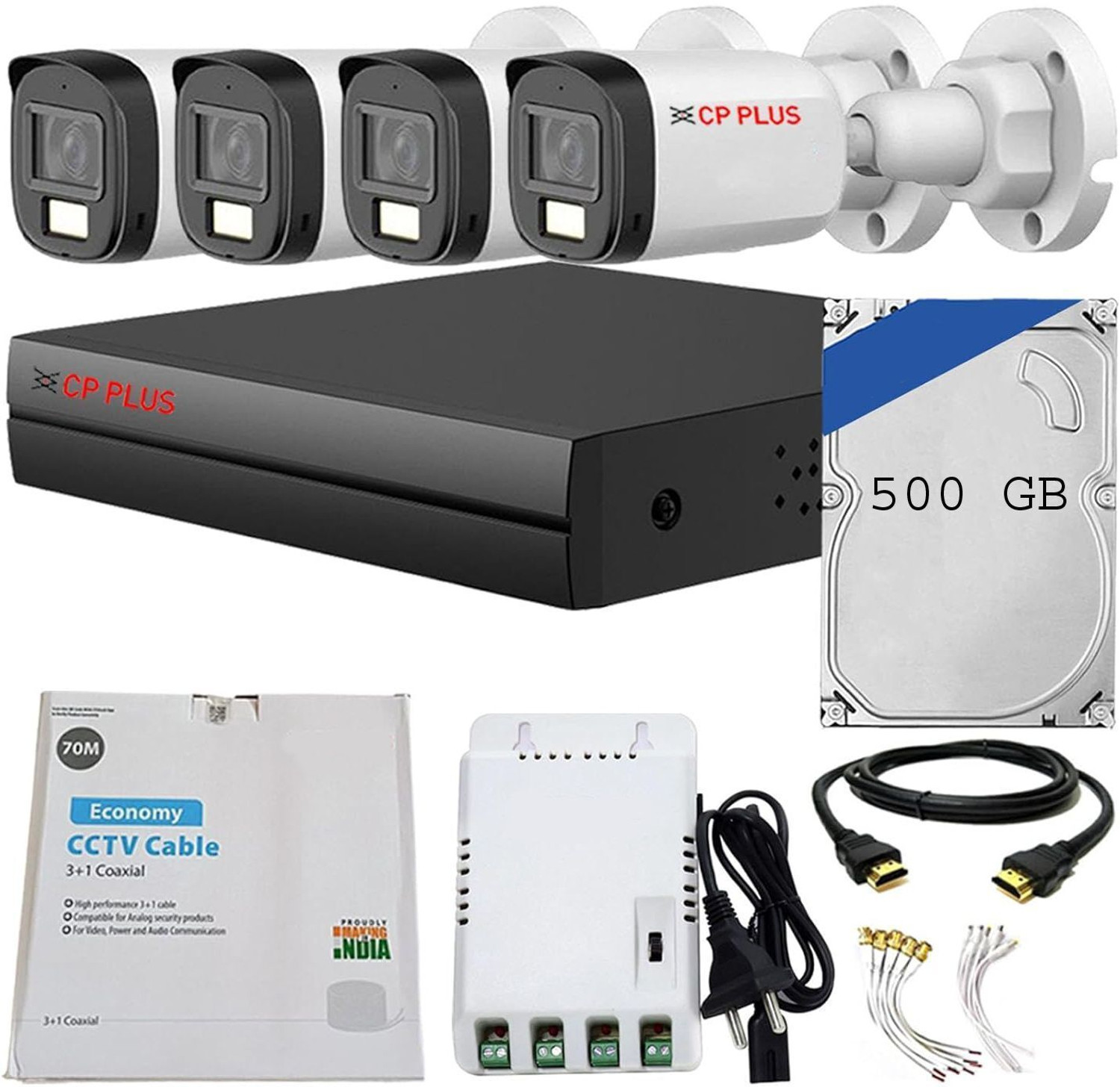 Image of CP PLUS 4 Channel FULL HD DVR,Color Nightvision 2.4MP Outdoor & Indoor Audio Cameras Security Camera