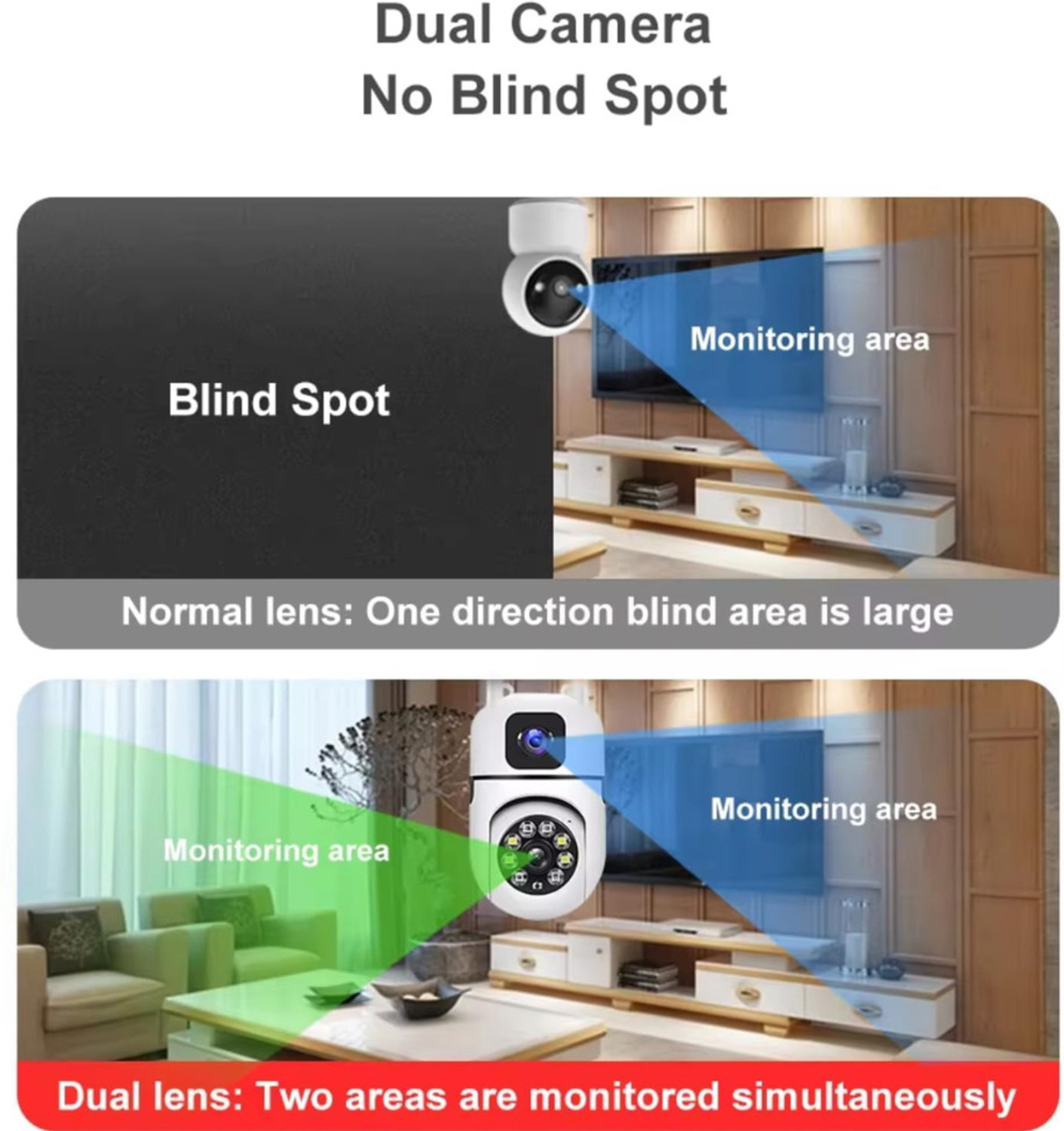 Image of Supercams Dual Lens Mini Fox | (5+5) MP WiFi CCTV Camera with PTZ & Fixed View Security Camera