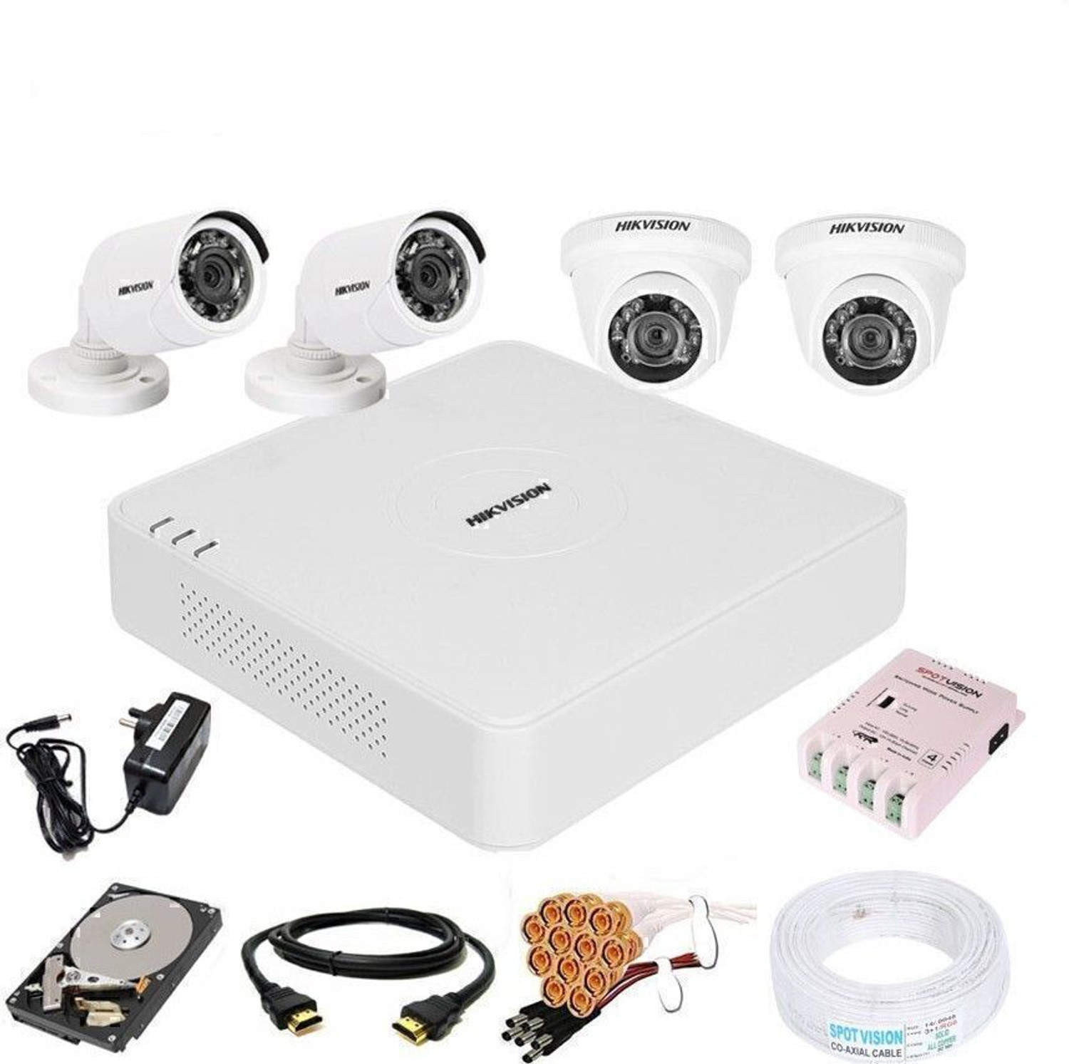Image of HIKVISION 4 Channel HD DVR 1080p,Indoor Camera 4Pcs,combo set best for home,shop,office Security Camera