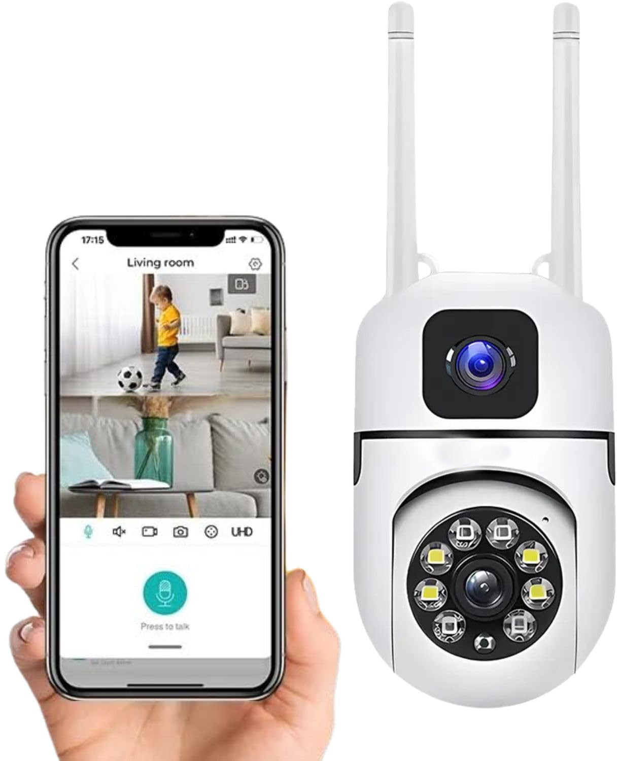 Image of GOSTO Dual Screen 4+4 MP WiFi CCTV Camera with 1440 Px 360 View 3.3 IP Camera Camera